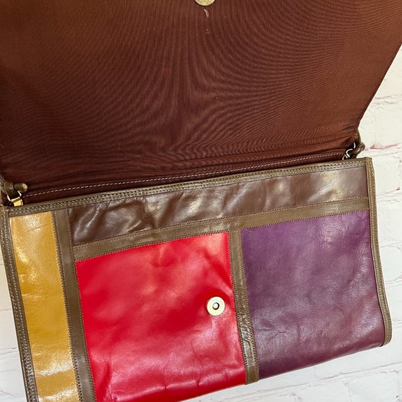 80's Leather Colorblock Shoulder Purse - Palizzio - Picture 3 of 6